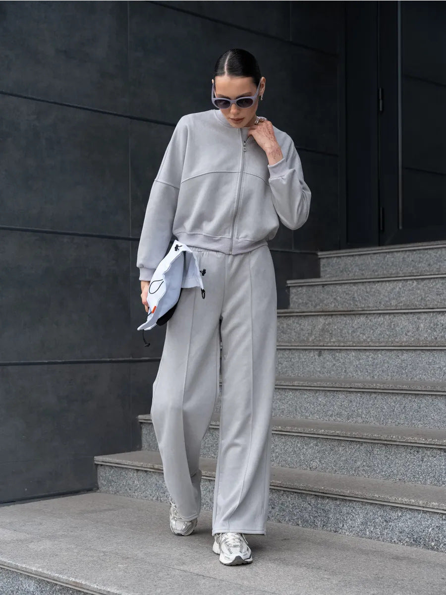 Oversized sport jacket for women with elastic sleeves and wide pants Chic und Stil