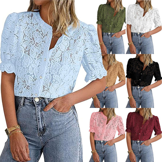 Blouse à superposition en dentelle pour femmes Chic und Stil