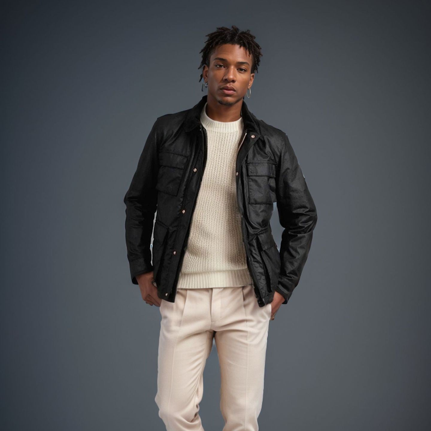 Functional sports jacket for men with practical pockets and high collar Chic and Style