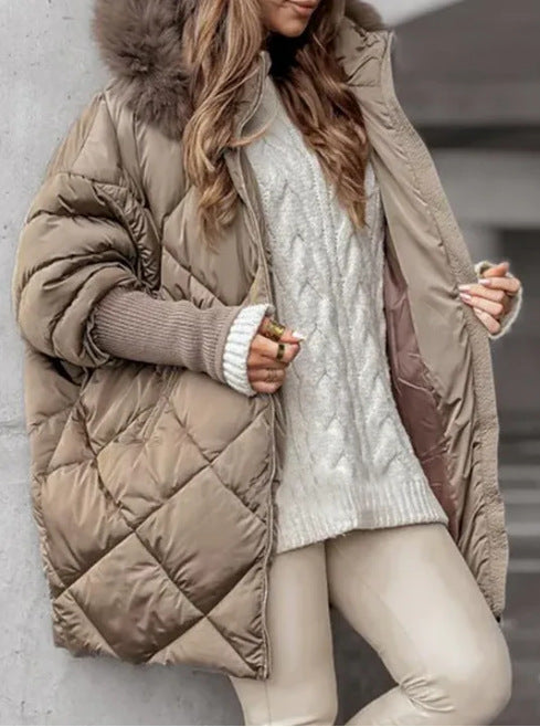 Dame Veste doudoune oversize avec col en fausse fourrure Chic und Stil