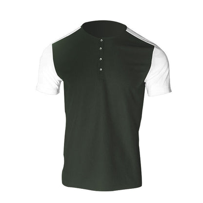 Chemise Henley à manches courtes pour hommes avec un design texturé et des parties de manches contrastantes Chic und Stil
