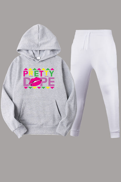 Sweatpants and hoodie set for women with modern graphics and creative print Chic and Style
