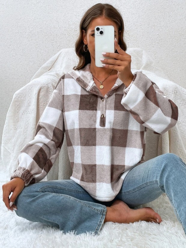 Ladies Vichy Pullover Cozy Chic and Style