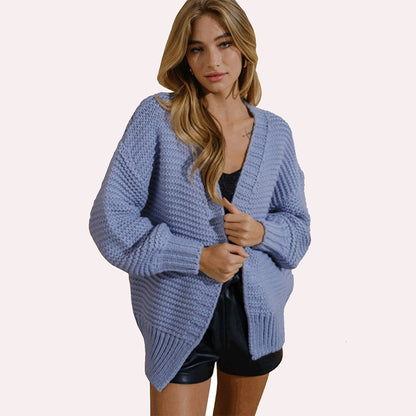 Dames gilet en tricot confortable avec un design avant ouvert et un motif structuré tendance Chic und Stil