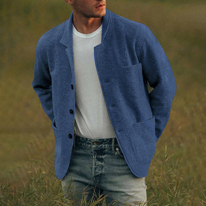 Blazer décontracté en lin pour hommes avec poches plaquées Chic und Stil