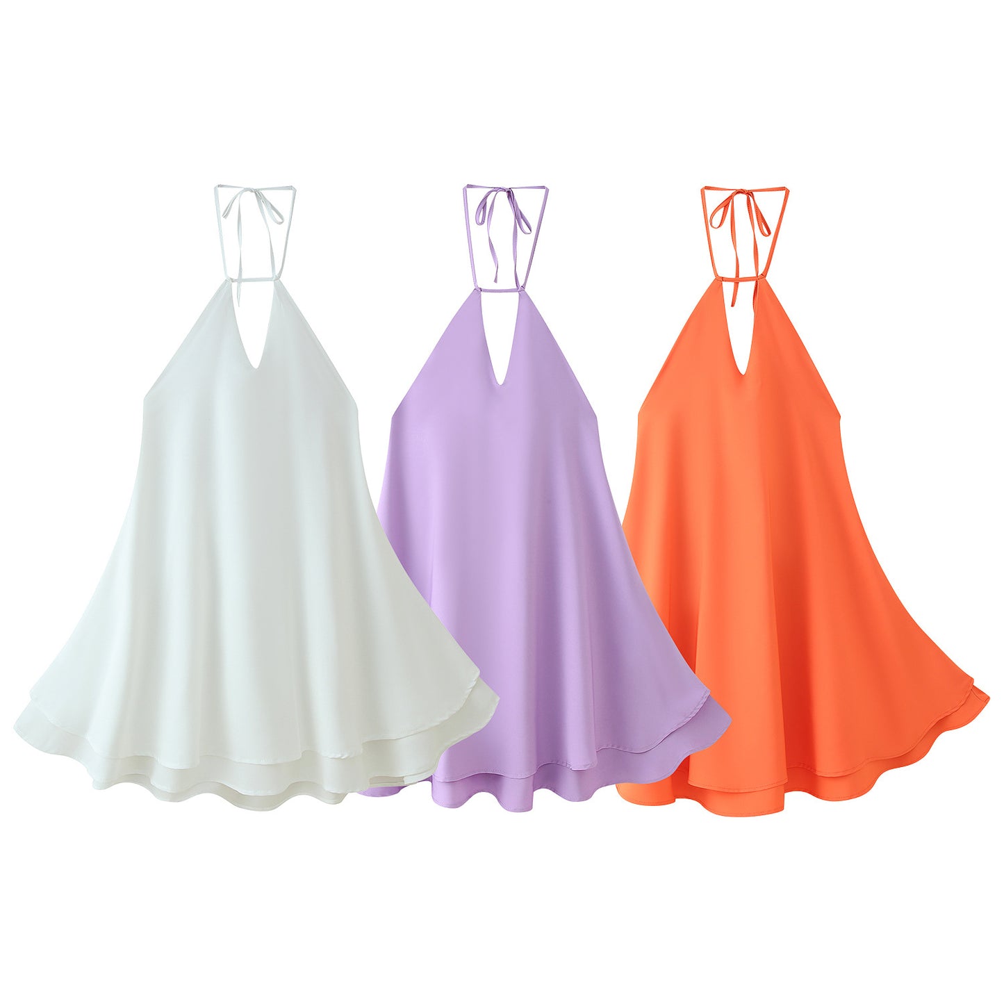 Robe en chiffon légère pour dames avec décolleté en V profond et bretelles ajustables Chic und Stil