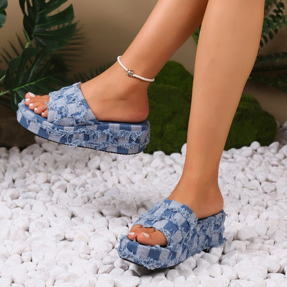 Chaussons de maison pour femmes à la mode avec texture à carreaux Chic und Stil