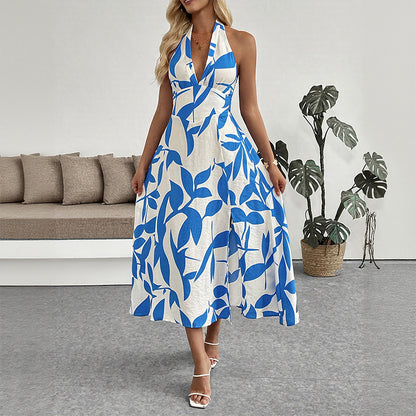 Robe maxi à dos nu pour femmes avec fente haute Chic und Stil