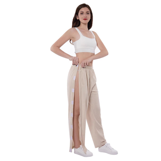 Chic and Style Casual Palazzo Pants for Women with Side Slits and Elastic Waist