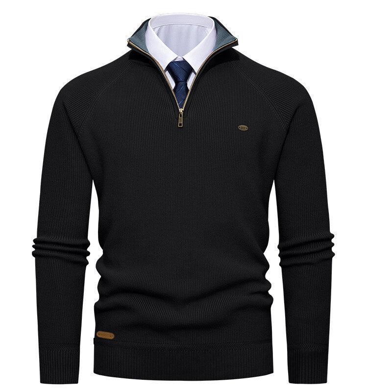 Elegant knitted pullover for men with high collar and zipper Chic und Stil