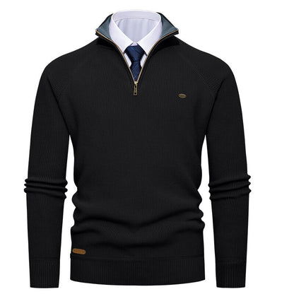 Elegant knitted pullover for men with high collar and zipper Chic und Stil