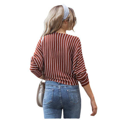 Pull en tricot pour femmes avec design à motifs géométriques et rayures tendance Chic und Still