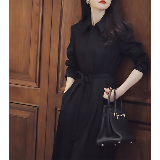 Robe chemise à manches longues ceinturée pour femmes Chic und Stil