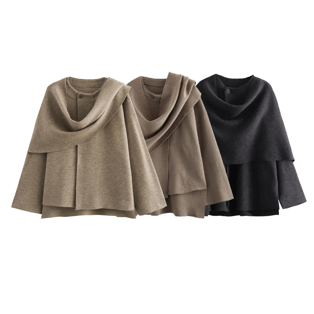 Dames élégant Cape en laine Chic und Stil