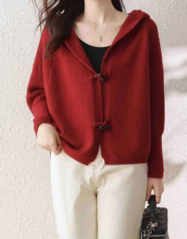 Dames pull en laine douillet avec capuche et coupe légèrement oversize Chic und Stil