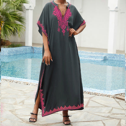 Robe kaftan élégante brodée pour dames Chic und Stil