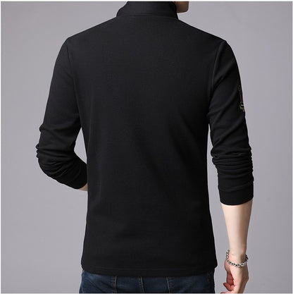 Men's high collar pullover with modern zipper and fine texture Chic und Stil