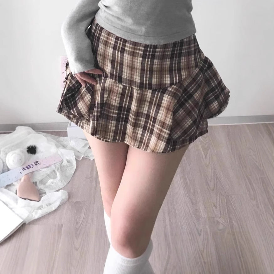 Dames Jupe à carreaux ludique avec shorts intégrés et taille haute Chic und Stil