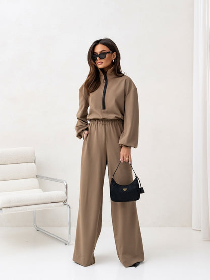 Dames Combinaison tendance avec col montant et fermeture éclair Chic und Stil