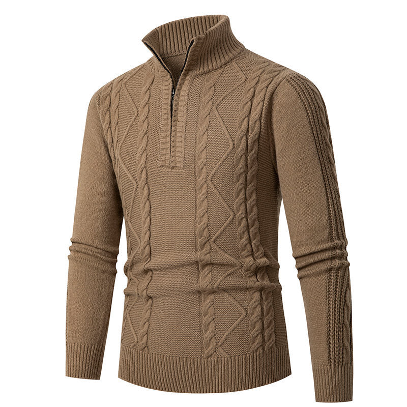 Pull en tricot pour homme avec col haut et motif en relief Chic und Stil