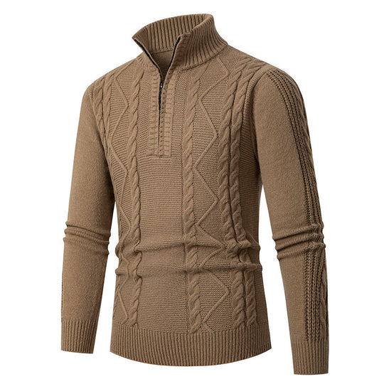 Pull en tricot pour homme avec col haut et motif en relief Chic und Stil