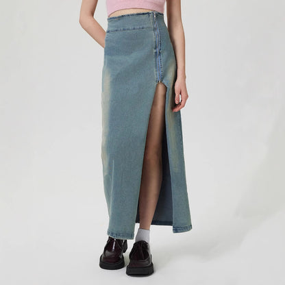 Jupe en jeans longue pour femmes avec fente latérale Chic und Stil