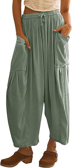 Comfortable wide-leg pants for women with practical side pockets and elastic waistband Chic and Style
