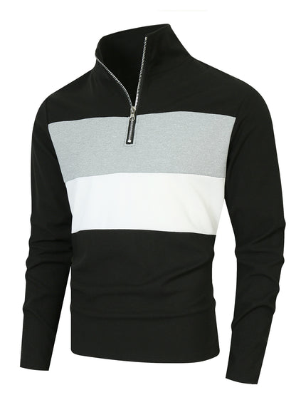 Pull à col montant tendance pour hommes avec fermeture éclair et design structuré Chic und Stil
