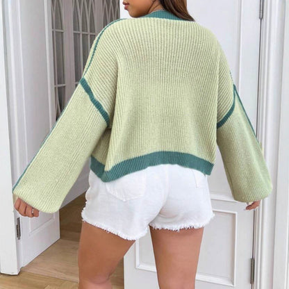 Veste en grosse maille pour femmes avec contraste de couleur et coupe décontractée Chic und Stil