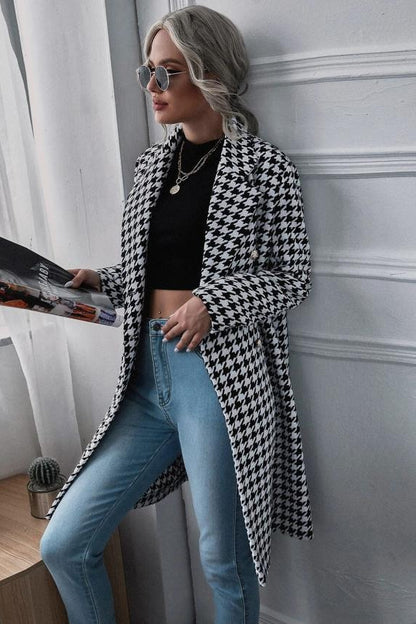 Dames Élégante Veste en Laine À Carreaux Chic und Stil