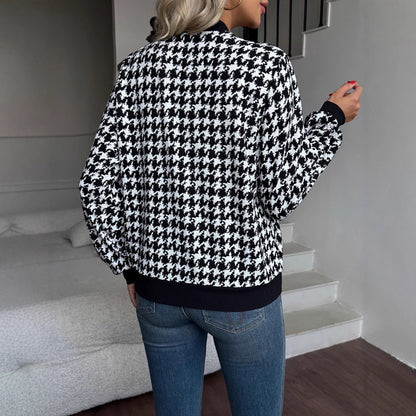 Bomber jacket femme à la mode avec motif pied-de-poule classique Chic und Stil