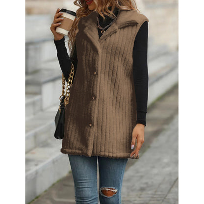 Dames élégante et confortable teddy jacket avec patte de boutonnage Chic und Stil