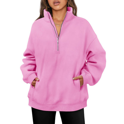 Fleece pullover for women with high collar Chic and Style