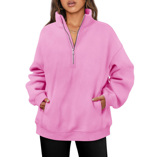 Fleece pullover for women with high collar Chic and Style