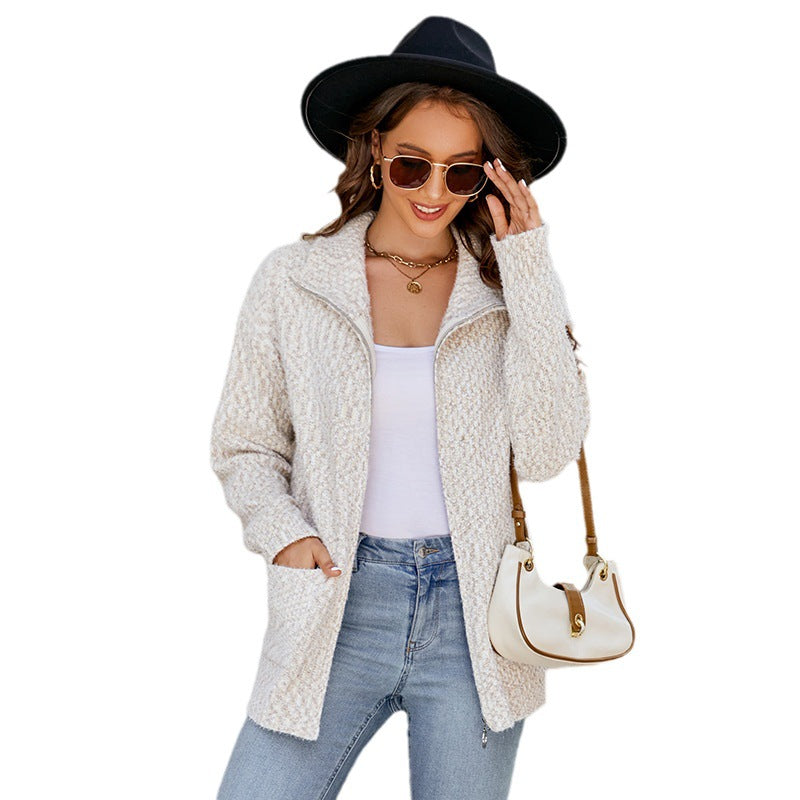Dames pull-over en tricot confortable avec des motifs de vagues diagonales Chic und Stil