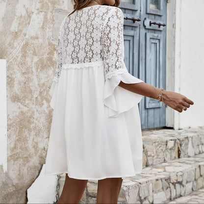 Robe A-ligne à manches en dentelle pour femmes Chic und Stil