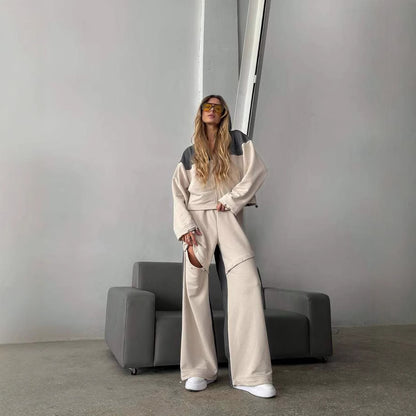 Women's sports set with trendy color block design and relaxed fit Chic and Style