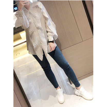 Blouse plissée élégante pour femmes avec détail nœud Chic und Stil