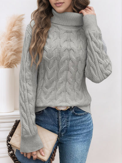 Pull en tricot pour femmes avec col montant et motif en câble Chic und Stil