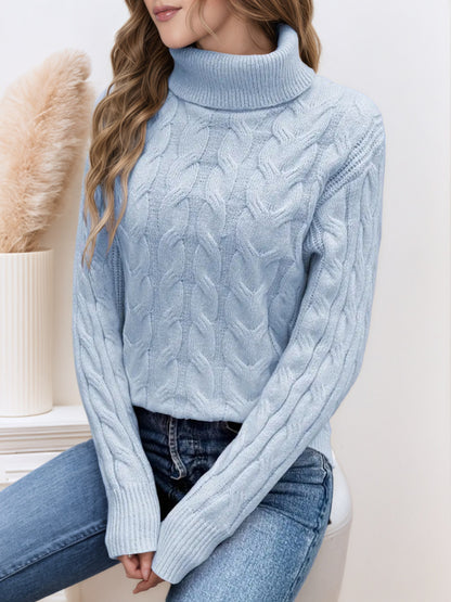 Pull en tricot pour femmes avec col montant et motif en câble Chic und Stil
