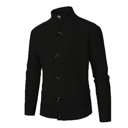 Cardigan chic pour hommes avec col haut et détails de boutons Chic und Stil