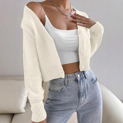 Dames cardigan à manches courtes avec un design en fine maille côtelée Chic und Stil