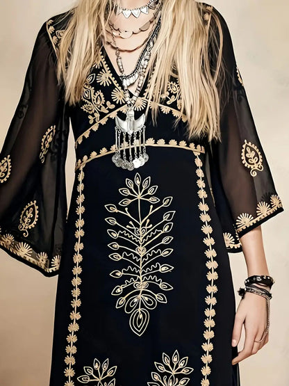 Robe maxi élégante pour femmes avec des broderies artistiques Chic und Stil