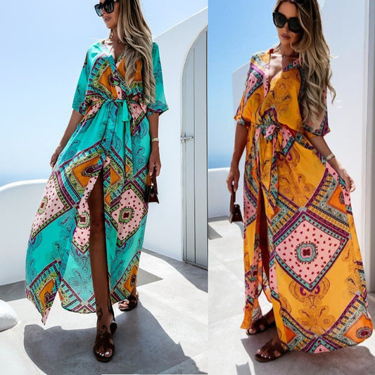 Robe maxi kaftan inspirée bohème pour femmes Chic und Stil