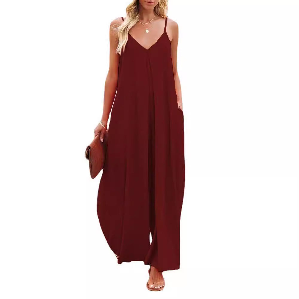 Robe maxi femme avec bretelles réglables et poches latérales Chic und Stil