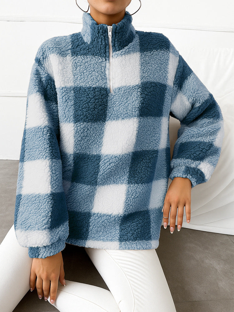 Pull en fleece pour femmes avec col montant et fermeture éclair intégrale Chic und Stil