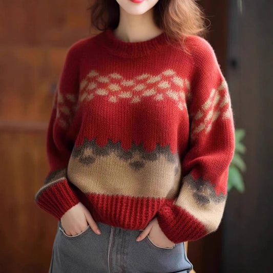 Dames Grand, décontracté pull en tricot avec motif graphique Chic und Stil