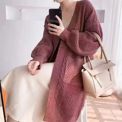 Dames Gros Tricot Cardigan avec poches profondes et design en tresse élégant Chic und Stil