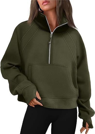 Dames pull-over mi-zip moelleux avec capuche et poche kangourou Chic und Stil