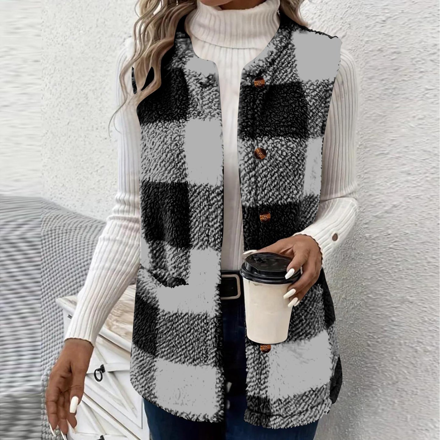 Dames Gilet en Tartan Douillet Chic und Stil